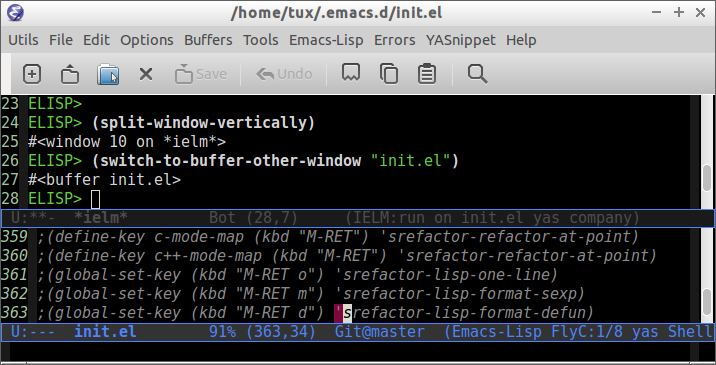 emacs split window